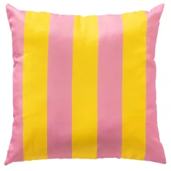 Coussin d'extérieur en tissu rayé jaune et rose 45x45cm - Apollo
