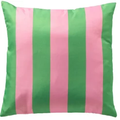 Coussin d'extérieur en tissu rayé vert et rose 45x45cm - Apollo