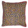 Coussin en coton léopard camel et indigo 45x45cm - Jungle pop