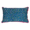 Coussin en coton léopard émeraude et indigo 50x30cm - Jungle pop