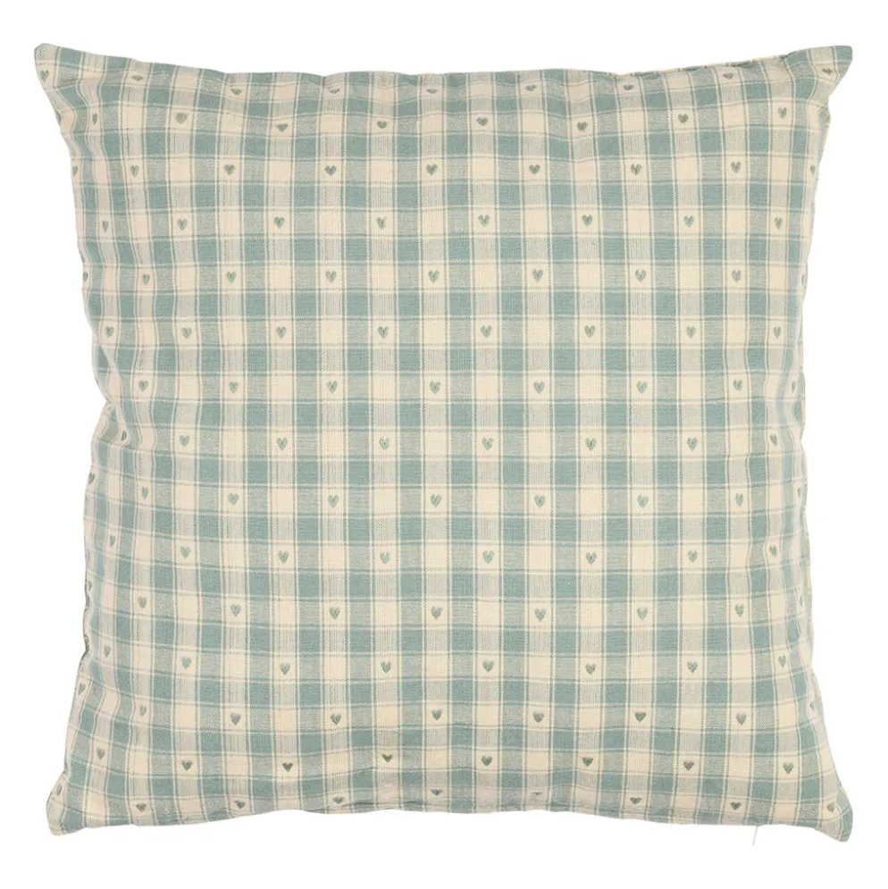 Coussin en coton vichy sauge 45x45cm - Campagne