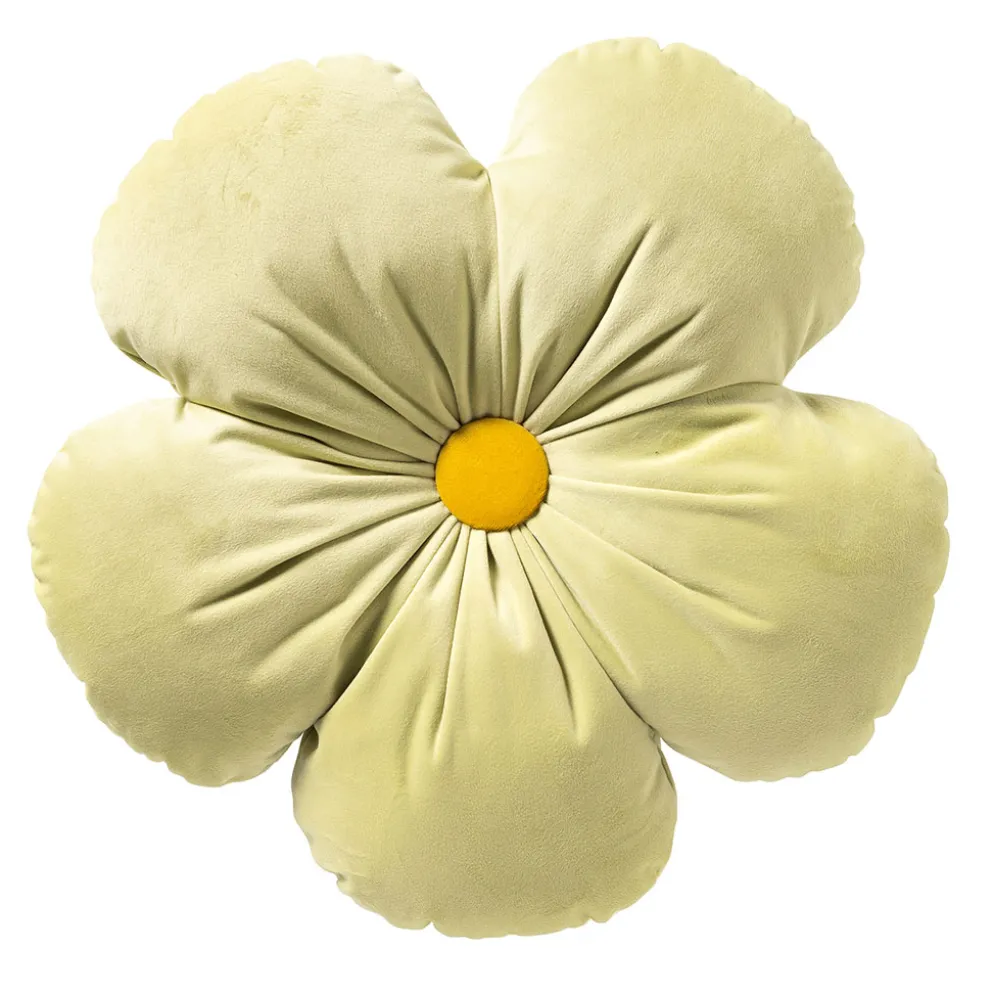 Coussin fleur en tissu vert d40cm - Leander
