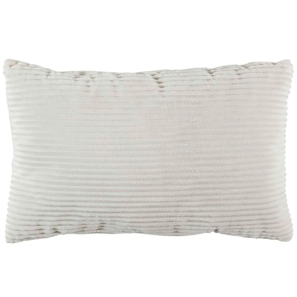 Coussin grosse cotes flanelle en textile gris 30x50cm