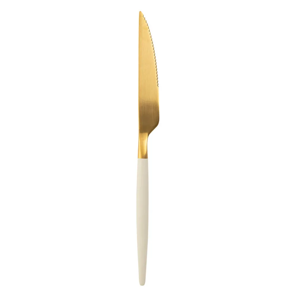 Couteau en inox ivoire et doré - Barisa