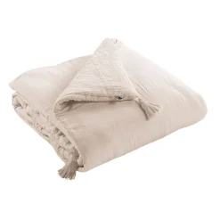Couvre lit en gaze de coton unie pampa 90x200cm - Gaia
