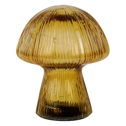 Déco led champignon en verre ocre h15cm - Automnal