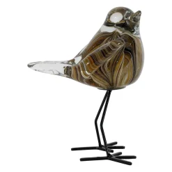 Déco moineau en verre ambre et brun - Serin
