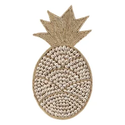 Deco murale ananas en coquillage naturel et blanc - Cauri