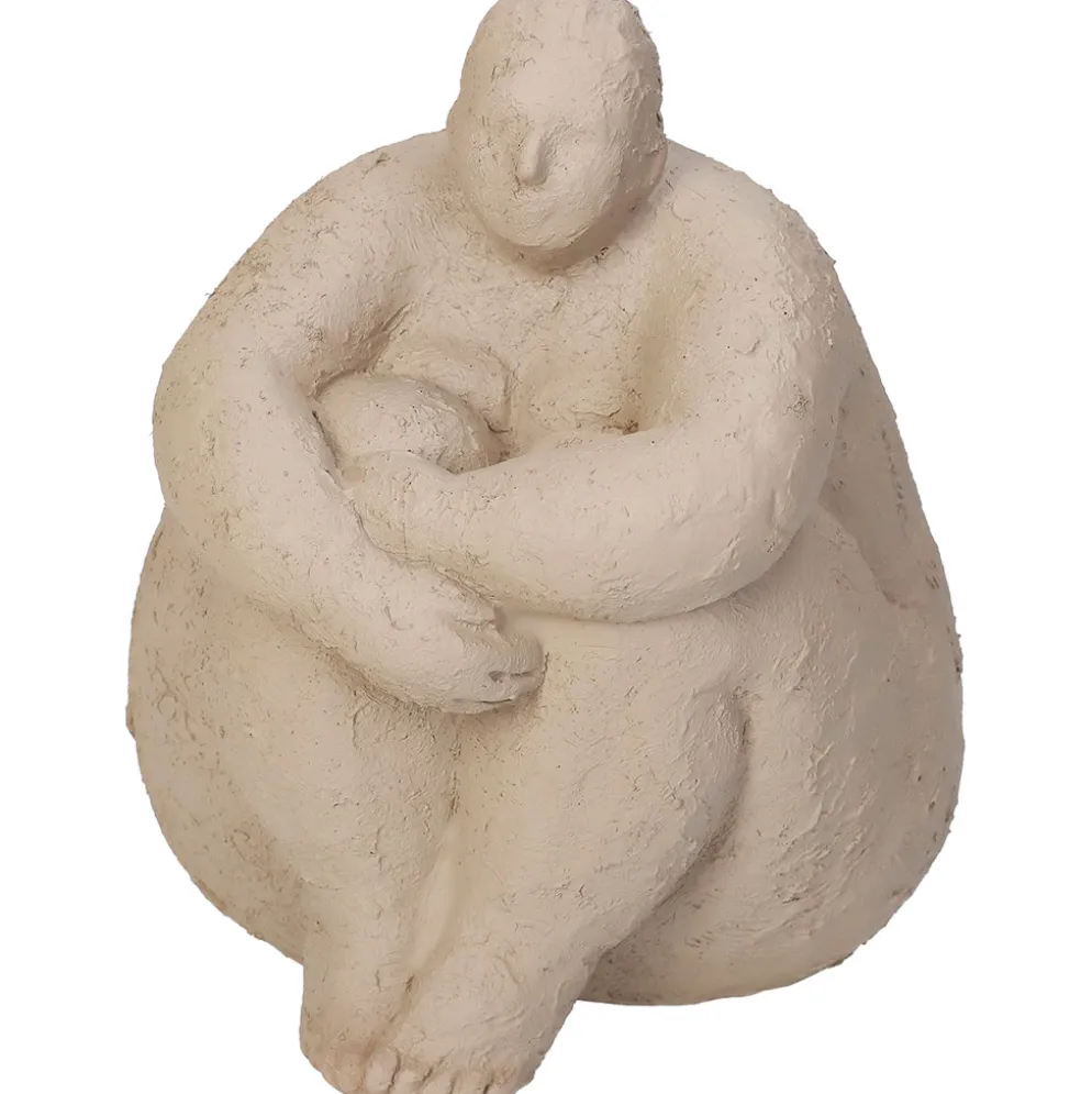 Decoration femme polyresine beige d14.5xh16.5cm