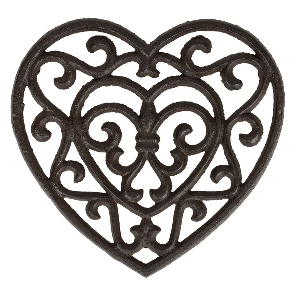 Dessous plat en fonte coeur brun - rhodonea