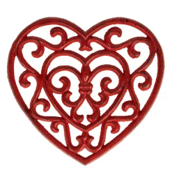 Dessous plat en fonte cœur rouge - rhodonea