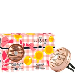 Diffuseur pour voiture en métal rose parfumé soleil fruité - Estival