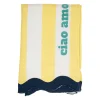 Drap de plage en coton rayé jaune et bleu 170x85cm - Medi