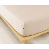 Drap housse en flanelle sable 160x200cm - Candice