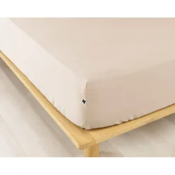 Drap housse en flanelle sable 160x200cm - Candice