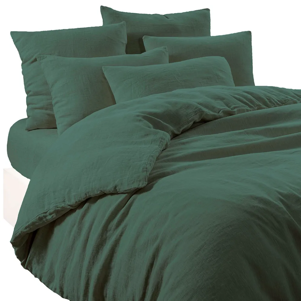 Drap housse en lin et coton pigeon 140x200cm - Limy