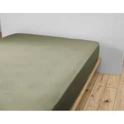 Drap housse romarin en gaze de coton 160x200cm - Gaia
