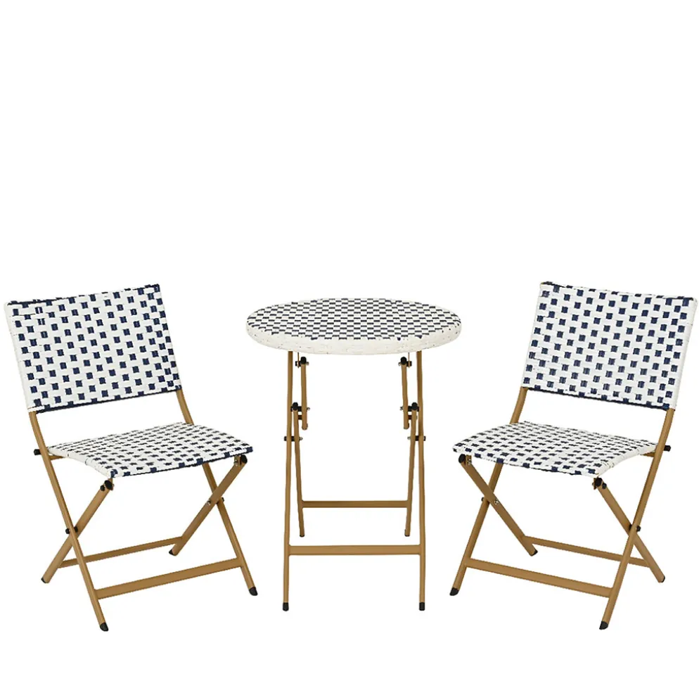 Ensemble table et 2 chaises de jardin en résine bleu - Bellano