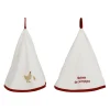 Essuie-main x2 en coton brodé écru et rouge d70cm - Campagne