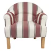 Fauteuil crapaud en coton rayé bordeaux et blanc - Carl