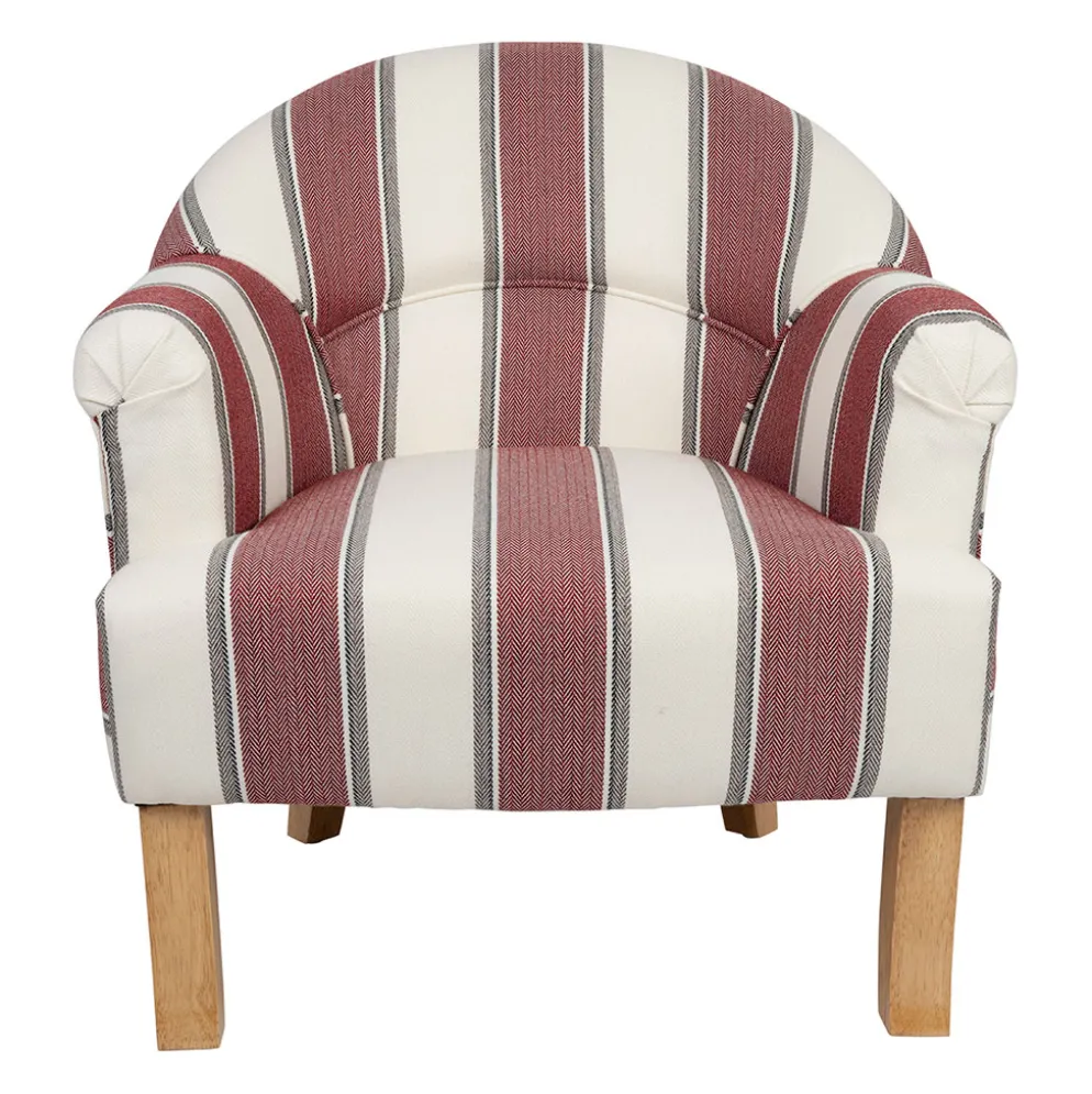 Fauteuil crapaud en coton rayé bordeaux et blanc - Carl