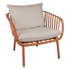 Fauteuil de jardin terracotta avec coussin beige - Lumi