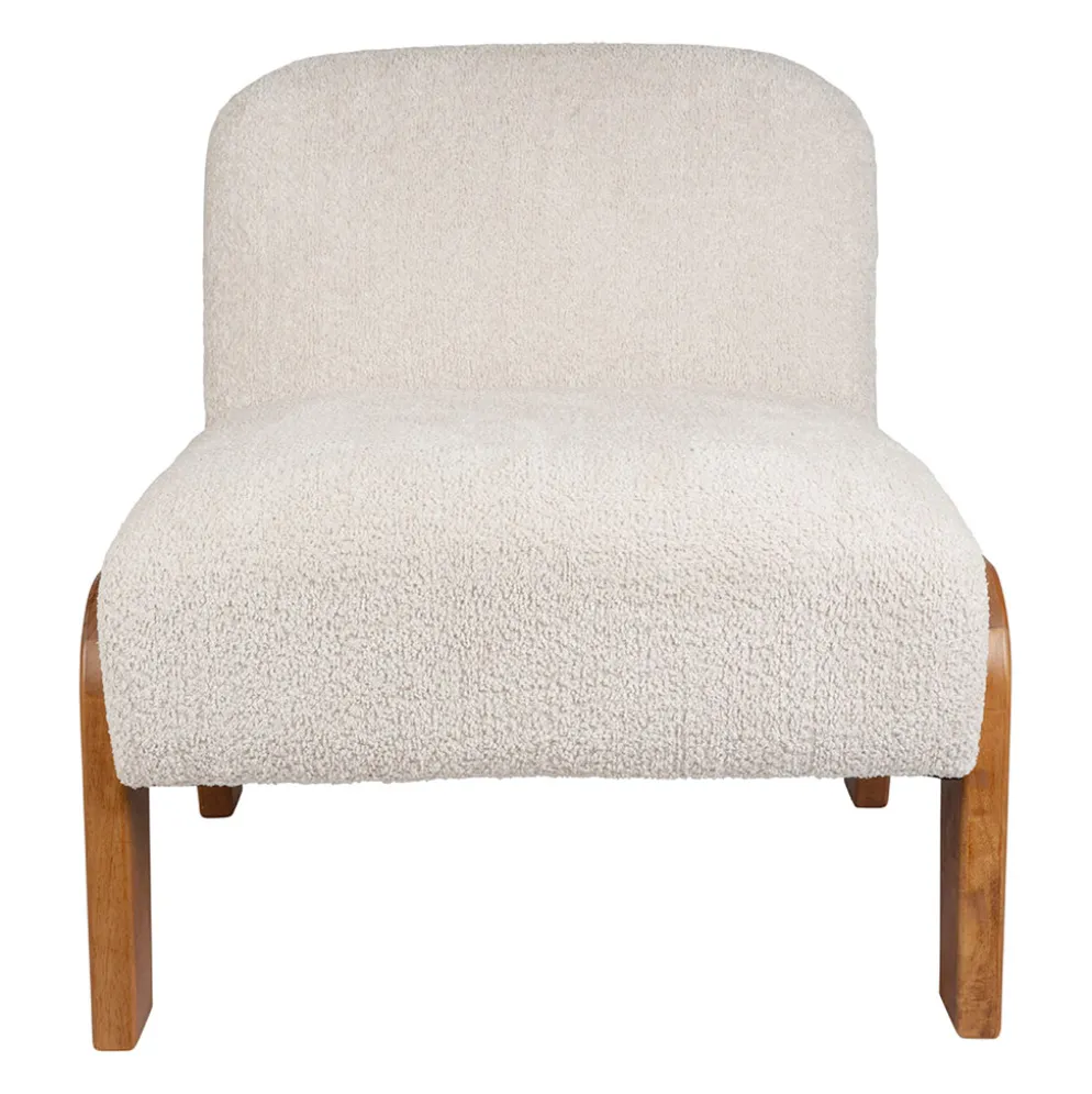 Fauteuil en bois d'hévéa et tissu écru - Element