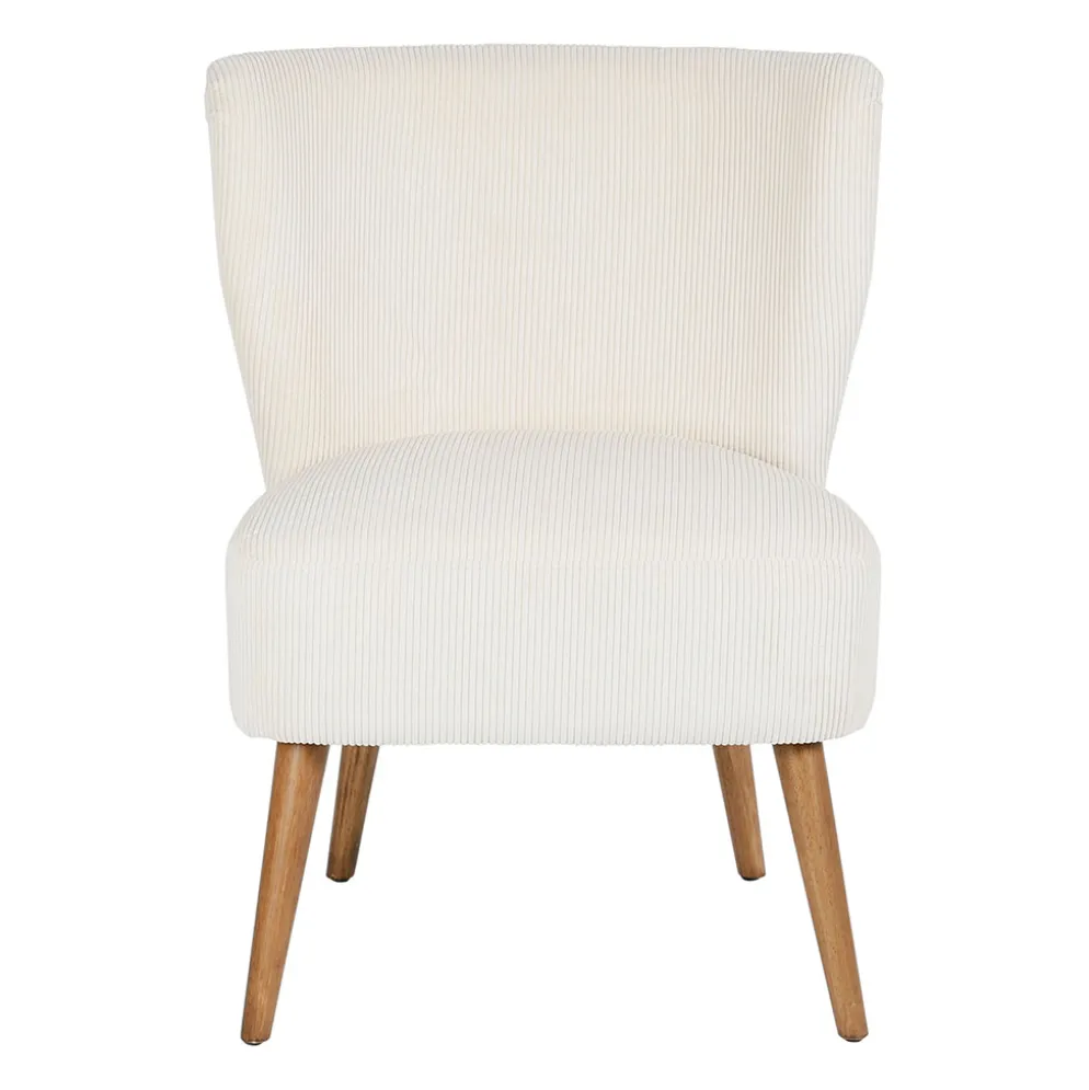 Fauteuil en velours côtelé écru - Eleonor