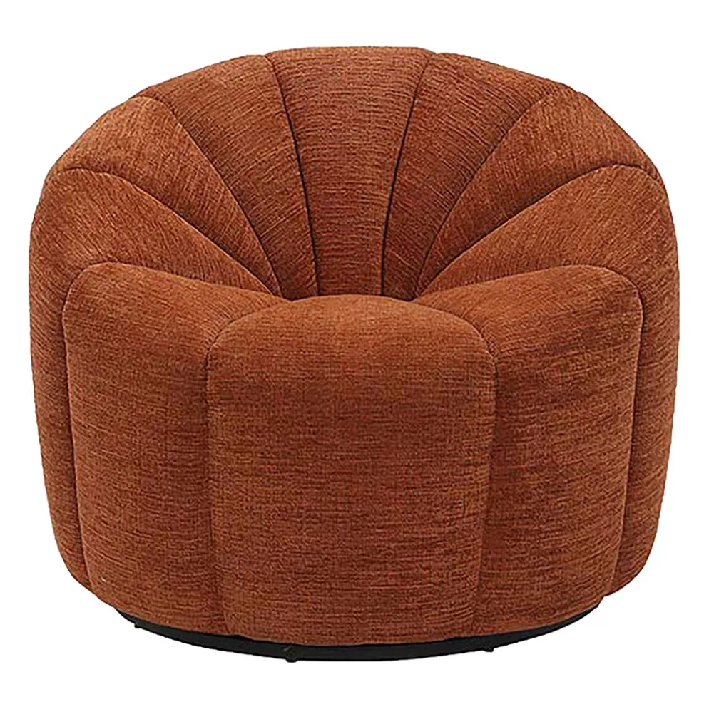 Fauteuil pivotant en tissu terracotta - Kelvin