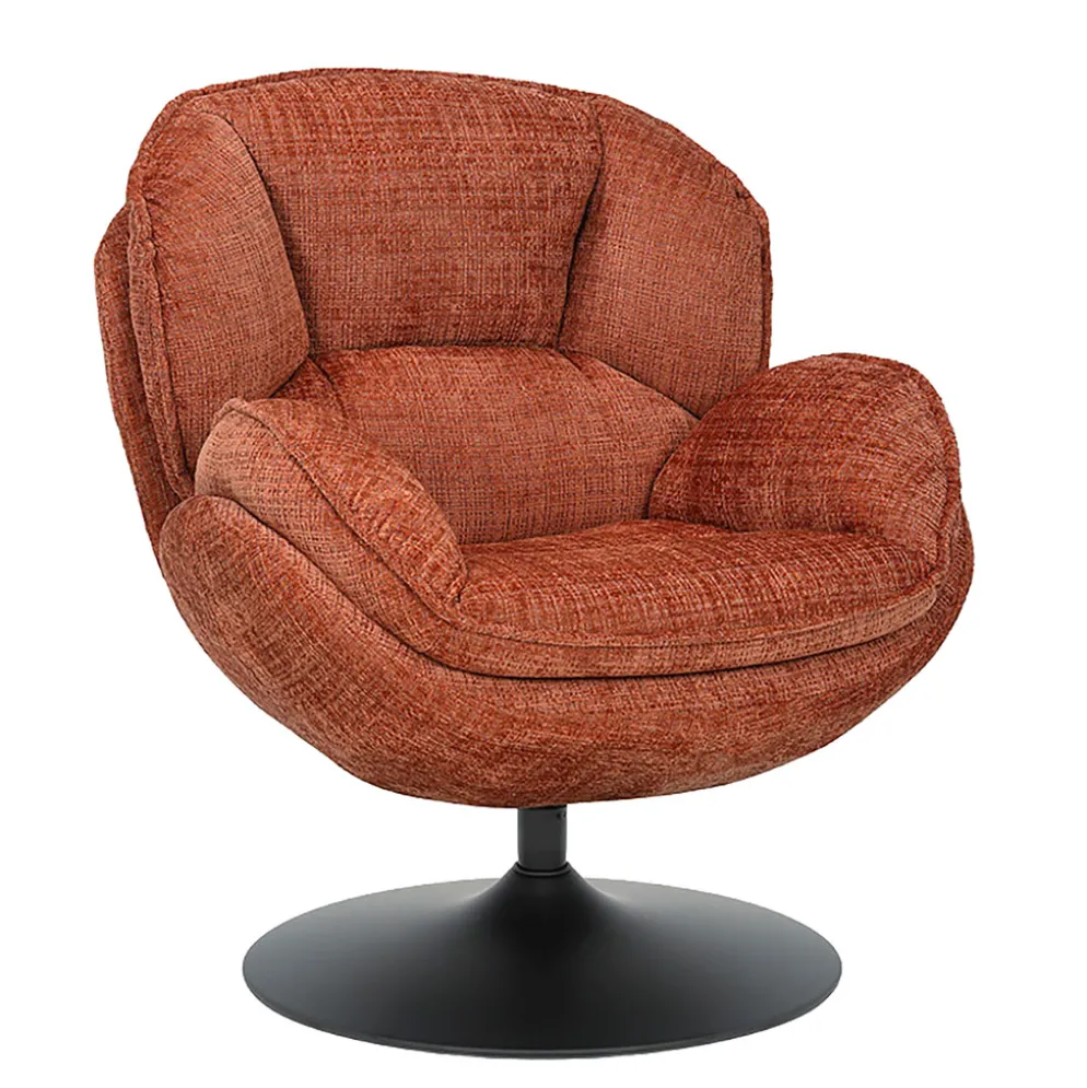 Fauteuil pivotant en tissu terracotta - Volda