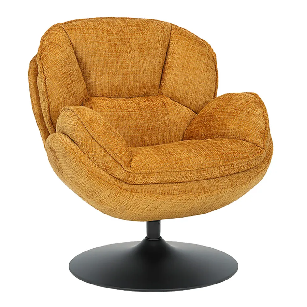 Fauteuil pivotant en tissu jaune - Volda