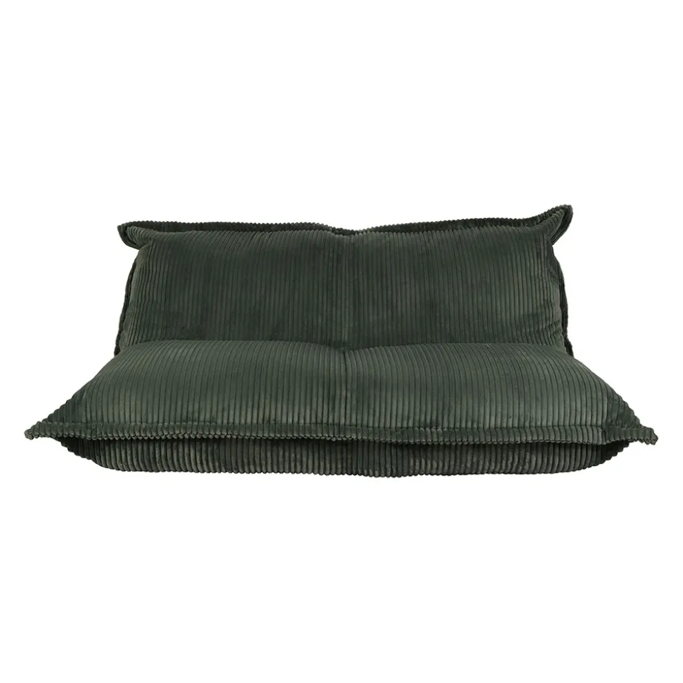 Fauteuil pouf 2 places en velours côtelé vert - Sola
