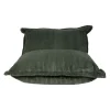 Fauteuil pouf en velours côtelé vert - Sola