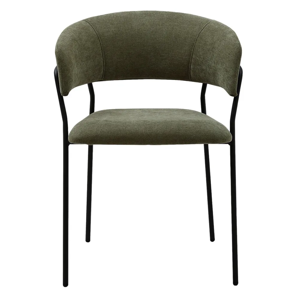 Fauteuil repas en tissu et fer kaki - Wilona