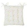 Galette chaise carrée p'tite fleur naturel 40x40cm en coton