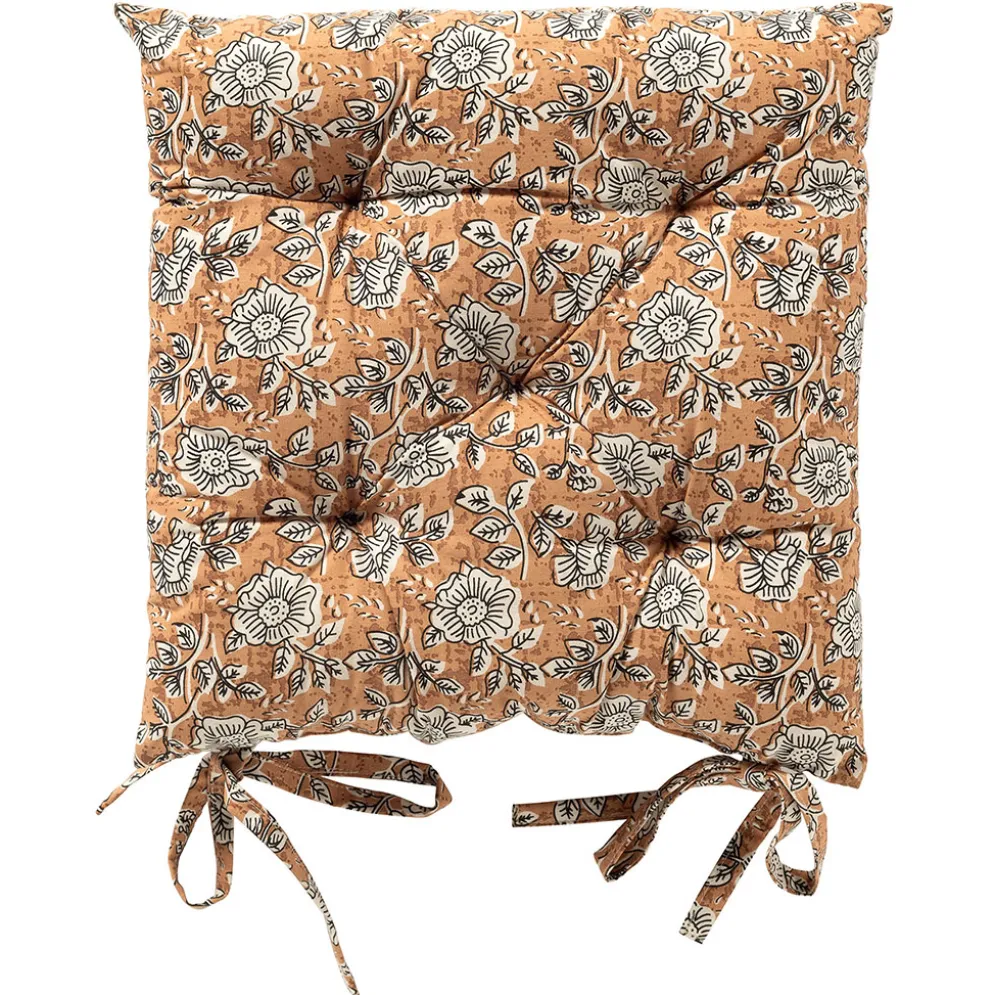 Galette de chaise carrée en coton corail 40x40cm - Julita