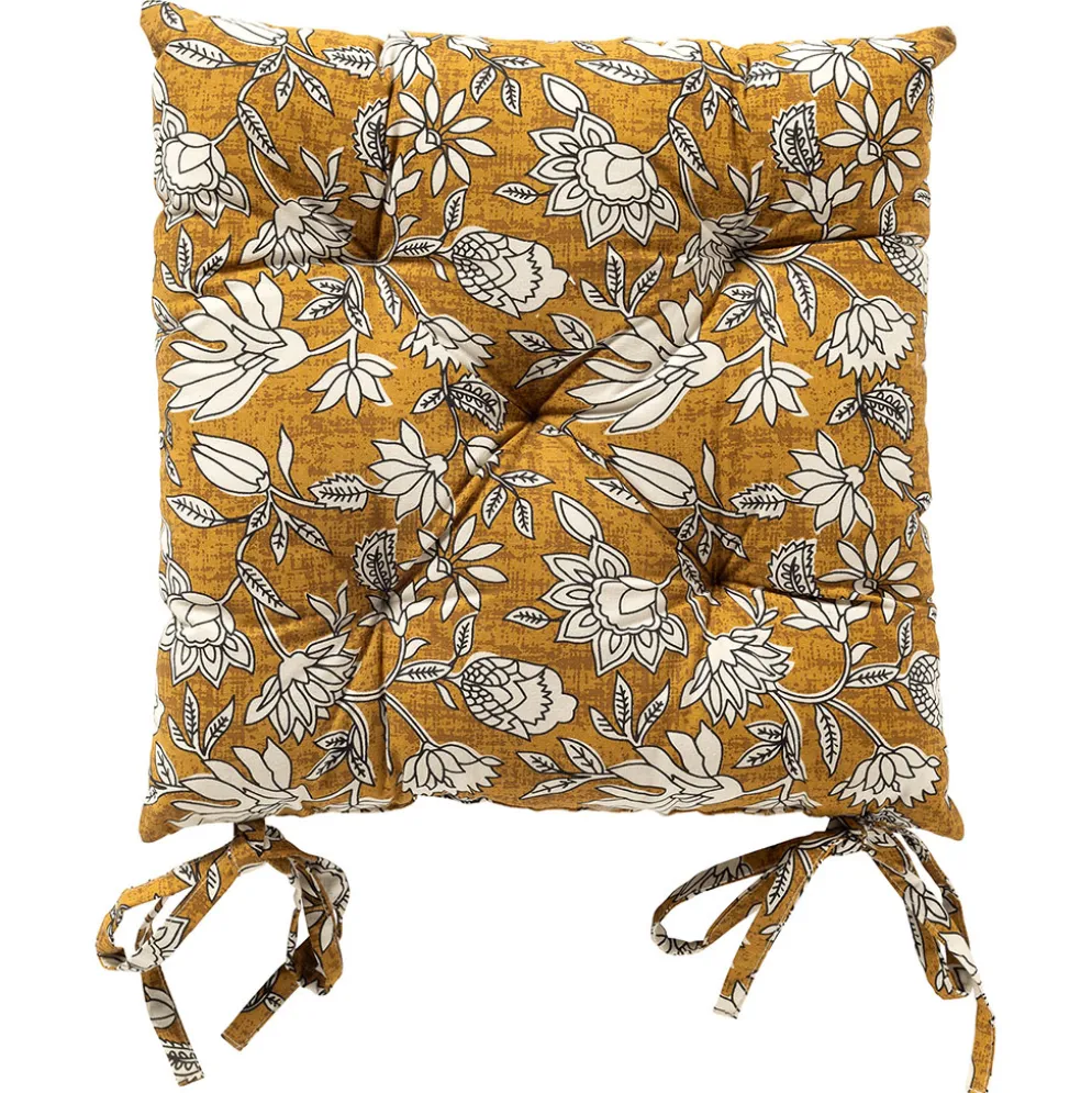 Galette de chaise carrée en coton gris 40x40cm - Judith