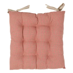 Galette de chaise carrée rouge en coton