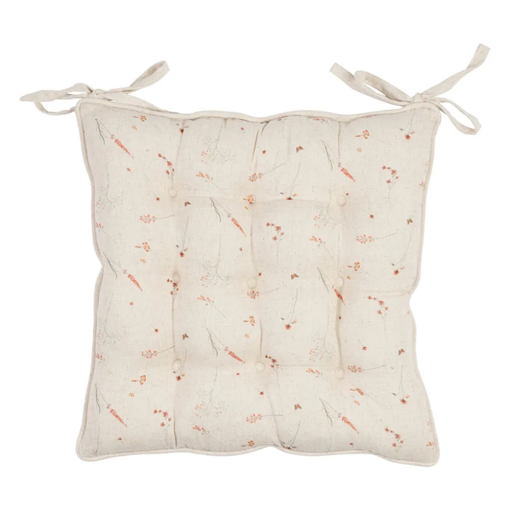 Galette de chaise en coton beige 40x40cm - Lucile