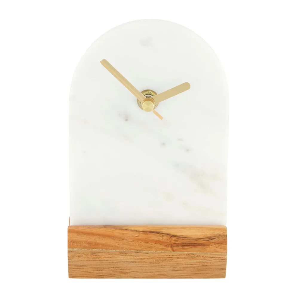 Horloge à poser en marbre blanc h16cm