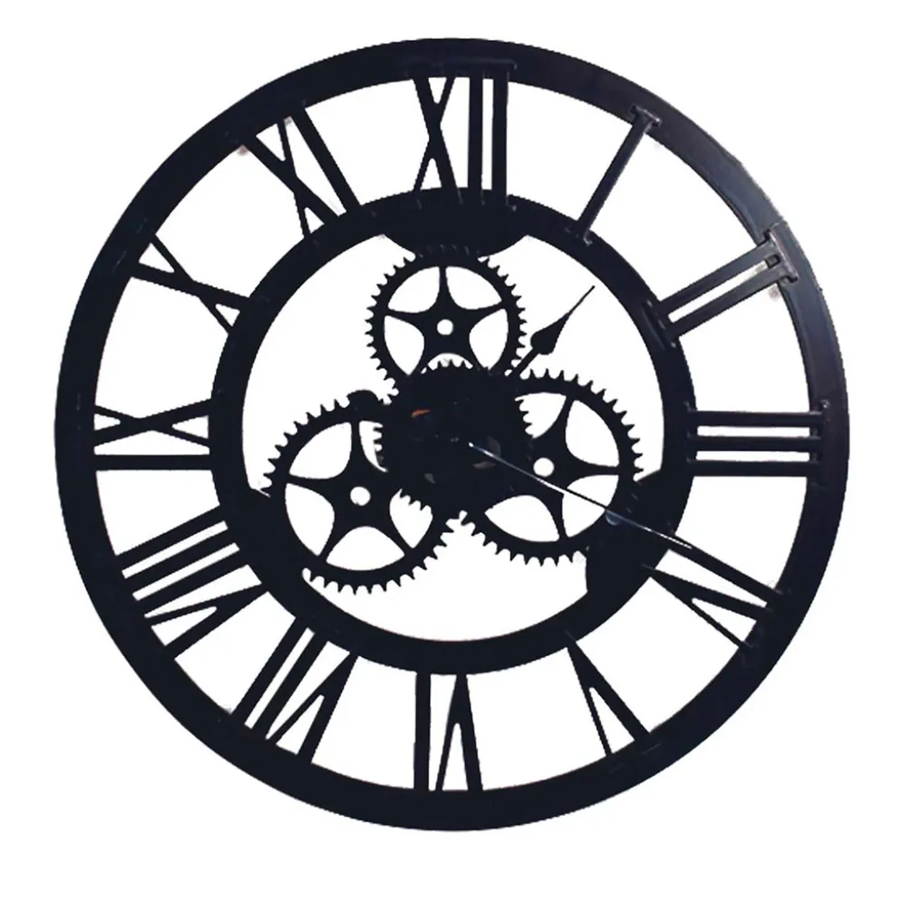 Horloge murale noir d70cm - Engrenage
