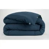 Housse de couette en flanelle de coton bleu nuit 240x220cm - Candice
