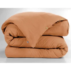 Housse de couette en gaze de coton abricot 240x220cm - Gaia