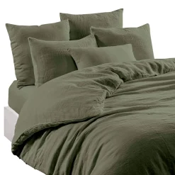 Housse de couette en lin et coton kaki 240x220cm - Limy