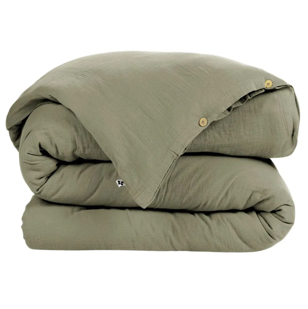 Housse de couette romarin en gaze de coton 260x240cm - Gaia