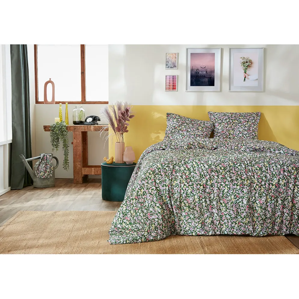 Housse de couette 240x220cm et 2 taies d'oreiller 60x60cm en coton - Myosotis