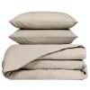 Housse de couette 240x220cm et 2 taies d'oreiller 63x63cm en percale de coton beige - Venezia
