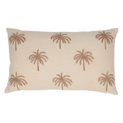 Housse de coussin brodée en coton écru 50x30cm - Nomadea