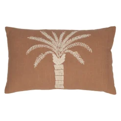 Housse de coussin brodée en coton terracotta 50x30cm - Nomadea