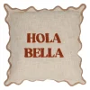 Housse de coussin brodée hola Bella en coton terracotta 45x45cm - Lumi